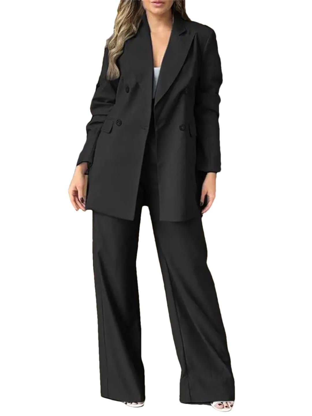 Blazer-Sets Mit Weitem Bein Für Damen, Elegante Arbeitsanzüge Für Den Frühling, Lockere Sets Fürs Büro, Übergroß