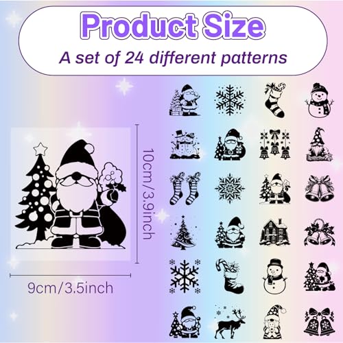 CREATCABIN 24Pcs Christmas Silhouettes Mason Jar Decor Laser Cut Cardboard Scrapbook Cutouts Die Cuts PVC Gifts Christmas for Crafting Lantern Jars Wall Painting Glass Phones-No Sticker 4x3.5Inch - Image 2
