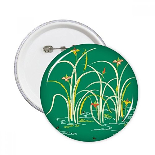 Badge bouton rond peinture verte culture avec épingle pour customiser vos vêtements