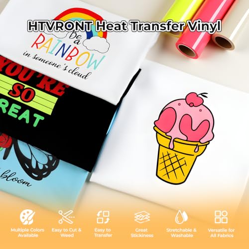 Image of HTVRONT Heat Transfer Vinyl White HTV Rolls - 12 inch x 15ft White Iron on Vinyl for All Cutting Machines, White HTV Vinyl for Shirts - Easy to Cut & Weed for Heat Vinyl Design
