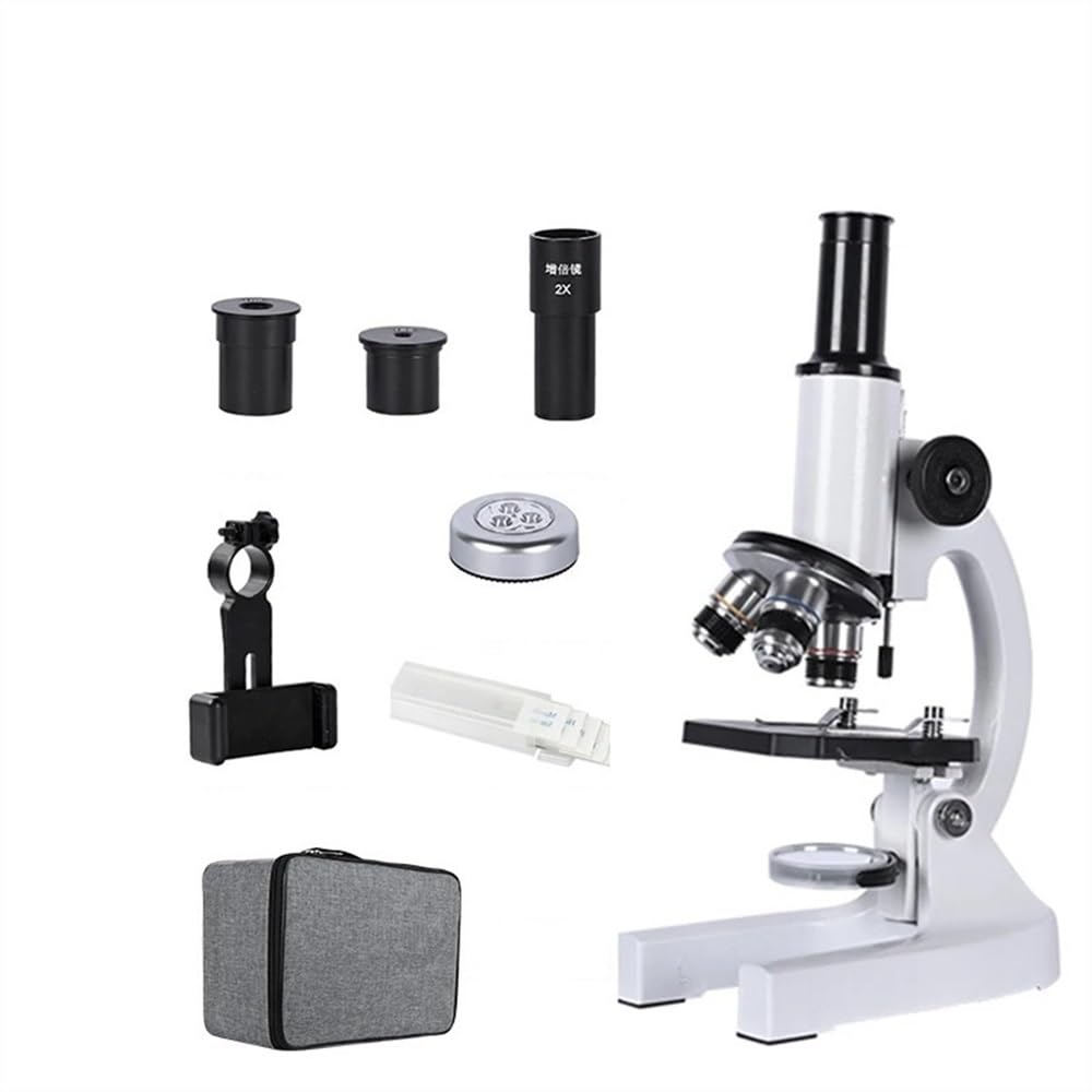 Microscope Zoom 640X 1280X 2000X HD Biological Microscope Monocular Student Education Laboratory w/LED Light Phone Holder Electronic Eyepiece(Package6(40X-1280X))