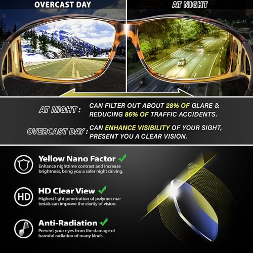Image of URUMQI Night Vision Driving Glasses Fit Over Eyeglasses for Men Women