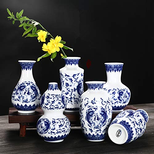 Beautiful Home and Office Decor Accent Chinese Fine Porcelain Decorative Vase 5 pcs (Blue and White 04)
