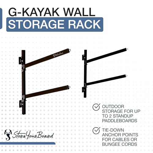 Image of StoreYourBoard G-Kayak Wall Rack - Heavy-Duty Indoor Kayak Rack for 2 Boats, Adjustable Storage Wall Mount Hanger, Space-Saving Indoor Storage for Kayak Wall Mount - Holds 200 lbs - Silver