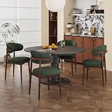 Daluvenix Wooden Dining Chairs Set of 4, Upholstered Fabric Seats and Backrests, Solid Wood Frame, Farmhouse Dining Chairs with Foot Pegs for Home Kitchen Restaurant and Living Room