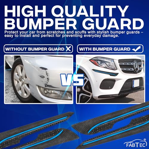 Image of FABTEC Car Bumper Protector Front & Rear Car Single Chrome Bumper Safety Guard Protector Pack of 4 Pcs Car Bumper Guard Compatible with All Cars Universal Size