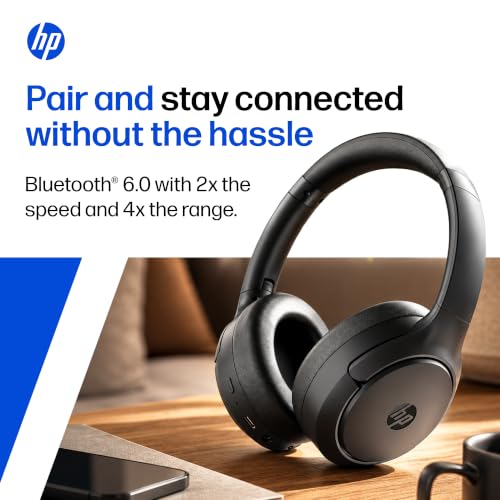 Image of HP H400 Wireless Headset, Over Ear Headset, Built-in Noise-canceling mic, Calling and Playing time Upto 50 Hours, Bluetooth 6.0, Type-c Charging, 1 Year Warranty, Black, 210 Grams (D69Z3AA)
