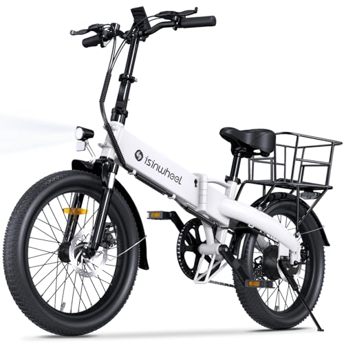 isinwheel U5 Pro Road E Bike for Adults Electric Bike with Front Suspension, 48V 500W Folding Ebikes for Adults, Aluminum Frame, 7 Speed Gear, 20mph Foldable Electric Bicycles, 20" Fat Tire