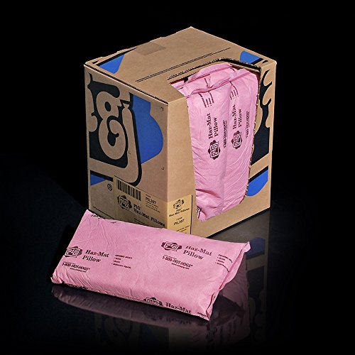 Image of Pig PIL307 Hazmat Chemical Polypropylene Skin Absorbent Pillow, 76 oz Absorbency, 17 inch Length x 8 inch Width x 2-1 /2 inch Height, Pink (Box of 10)