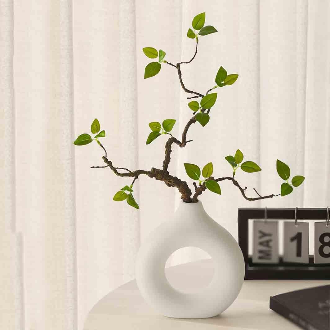 Fiori artificiali Simulazione di decorazione del soggiorno con vaso in ceramica bianca e albero finto Fiore finto