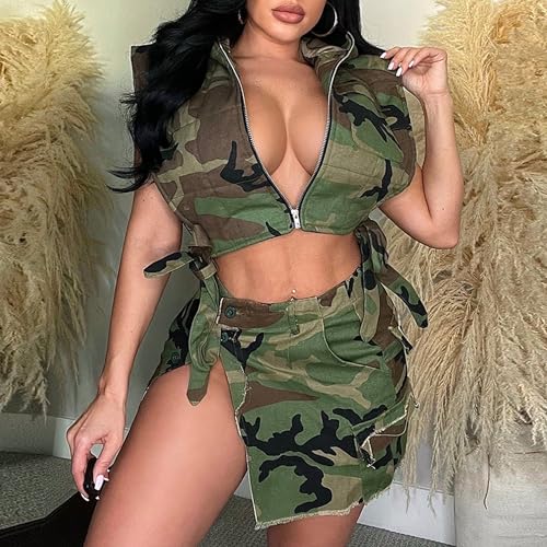 Maixang Women's Cropped Padded Camo Vest Denim Sleeveless Puffer Gilet Y2K Hooded Camouflage Vest Army Jacket Coat3