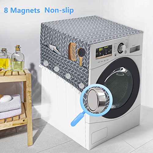 Washer And Dryer Covers For The Top, Magnet Non-Slip Washer Cover With 8 Storage Pockets, Dustproof Laundry Cover Dryer Top Cover, Washing Machine Cover For Top Protector(1Pcs, 79 X 22Inch) #TOP1