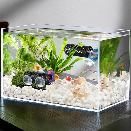 Image of 2Pcs Black Betta Aquarium Decoration, Betta Fish Tank Accessories Decoration with Suction Cup, Hidden Decor Habitat Toys for Shrimp Breeding Small Fish Playing & Resting