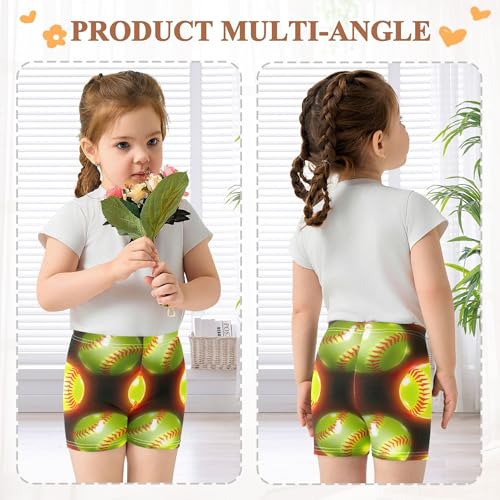 Joisal Glowing Neon Softball Bright Yellow Toddler Girls Biker Shorts Cotton Shorts for Under Dress Cute 4t Summer Clothes4