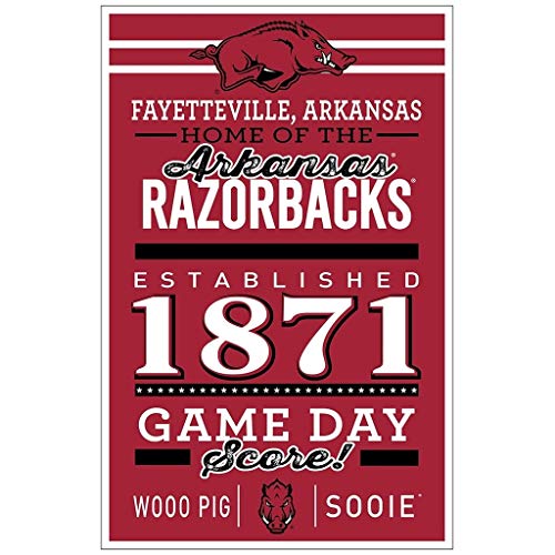 WinCraft NCAA Arkansas Razorbacks SignWood Established Design, Team Color, 11x17