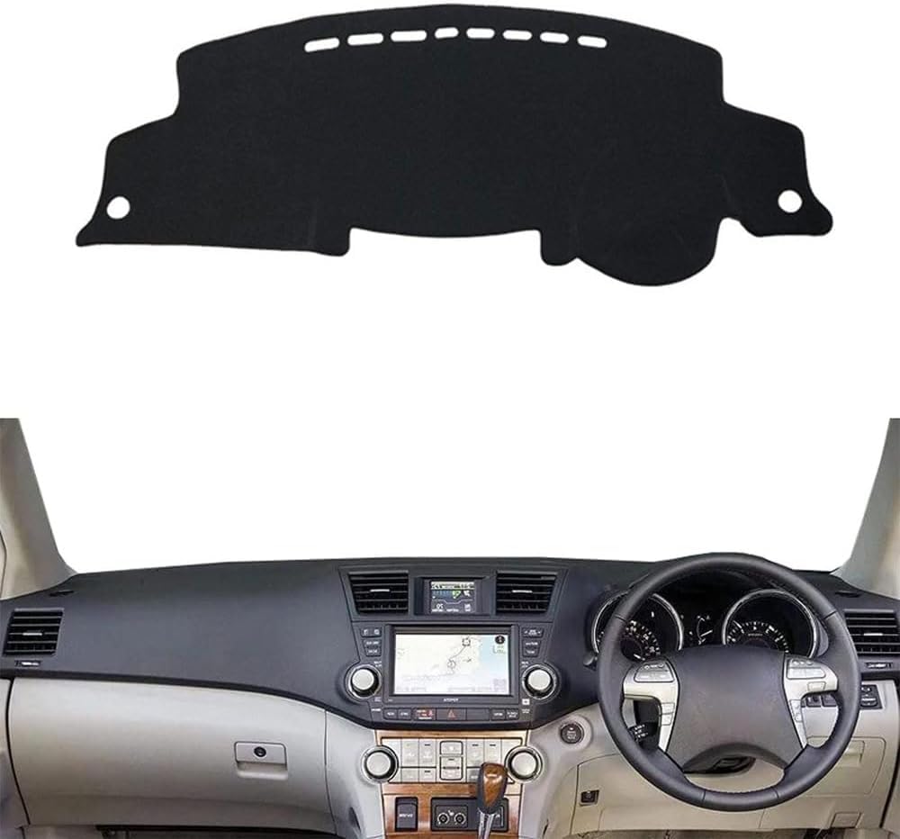 ZhangXD Car Dashboard Cover for Toyota Highlander 2008-2013, Non-Slip Dash Board Sun Shield Protector Anti-Glare Anti Dust Interior Accessories