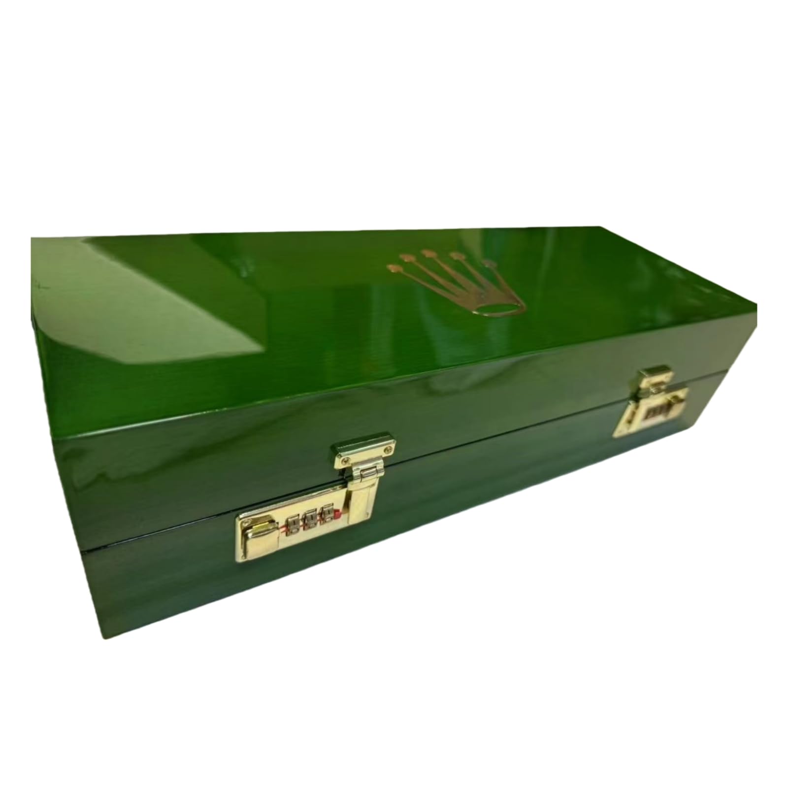 Verde Legno Scatola Orologio 5 Slot Vetrina Custodia Organizzatore Chiudibile Gioielli Cofanetto Orologio Finitura Laccata per Rolex