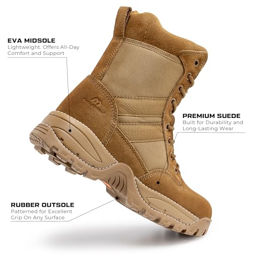Maelstrom Mens Military Boots, AR 670-1 Compliant, Coyote Brown, Comfortable Lightweight for Tactical Work2