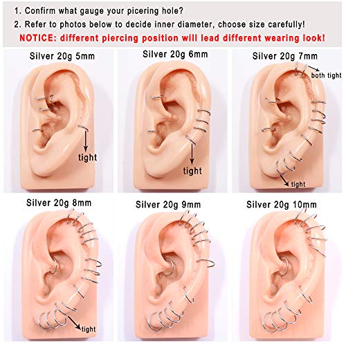 Image of FANSING Men Women 316L Surgical Steel Hinged Nose Rings Hoop for Nostril Septum Cartilage Helix Daith Tragus Rook Conch Lip Ear Lobe Piercings