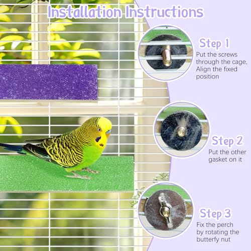 Image of Hamiledy Colorful Bird Perches Wooden Paw Grinding Board Parakeets Stand Platform Bird Chewing Toys Cage Accessories for Budgies Cockatiels Conure Lovebirds Parrots Hamsters(8 Pcs)