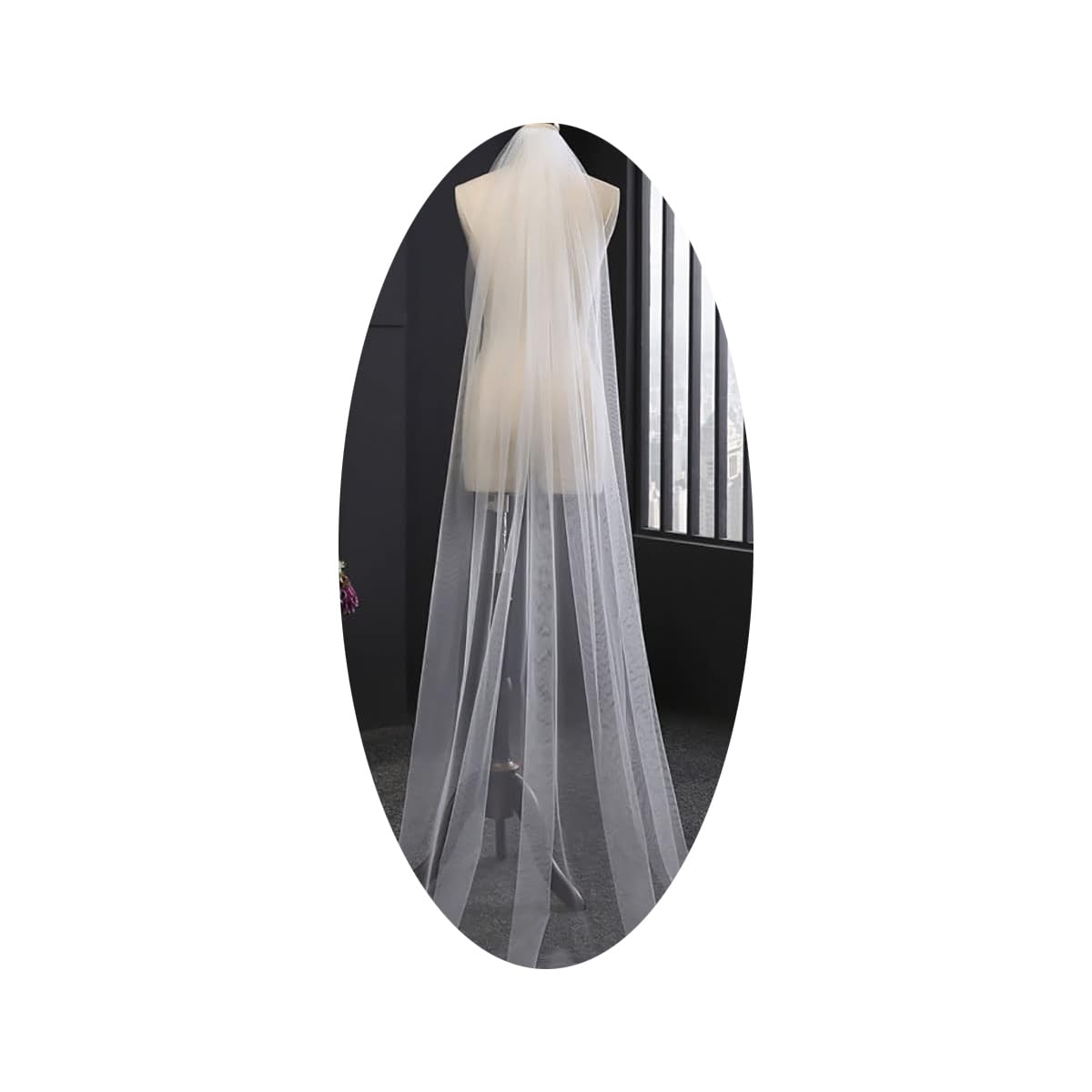 Wedity Women's Ivory Bridal Veil 1 Layer Wedding Tulle Cut Edge Round Tail Veil With Comb For And Girls (Ivory)