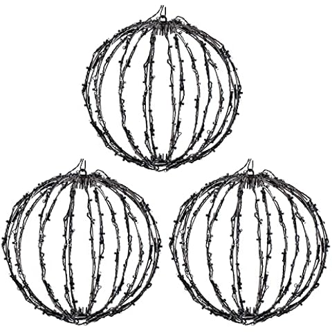 LIBERECOO LED Christmas Light Balls | 12" Metal Hanging Tree Sphere Light (3 Pack)- Outdoor Garden Globe Light | Patio Ball Lights for Festival Halloween Thanksgiving (12 Inch (3 Pack)) Cover