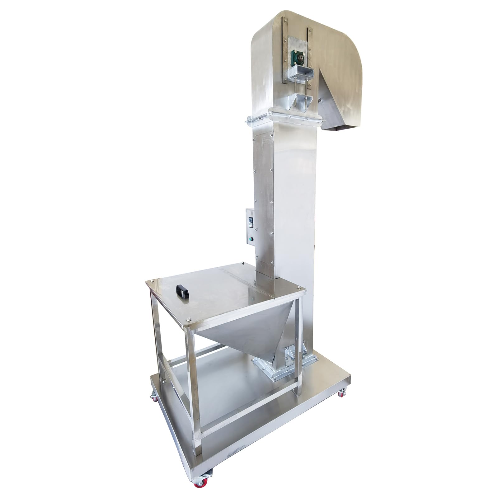 HQHAOTWU Bucket Elevator Granule Food Bucket Elevator Machine 220V 1.5kw Stainless Steel Vertical Type Feeder Elevating Rice Nut Conveyor