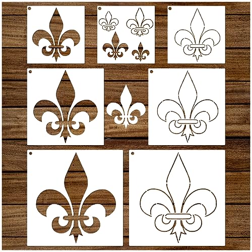 Fleur De Lis Stencils for Painting on Wood Canvas Paper Fabric Cookie Flower Paint Stencil for Crafts Kids Adult Art Projects Drawing Reusable Burning Pattern for Wall Decorating (Fleur de lis)