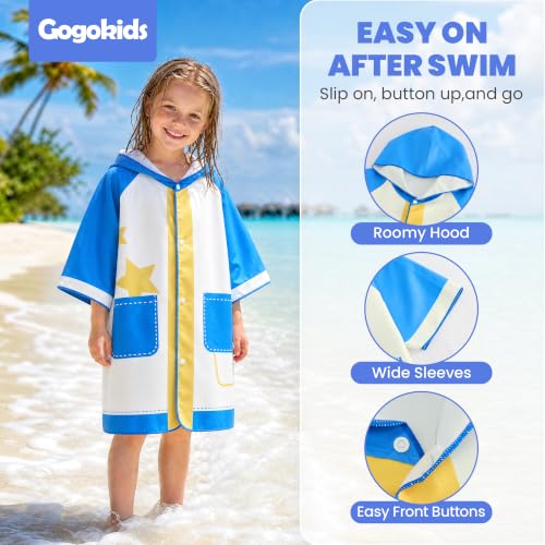 Image of Gogokids Kids Swim Cover Up, Lightweight Microfiber Changing Poncho with Carry Bag, Beach Pool Coverup for Boys Girls