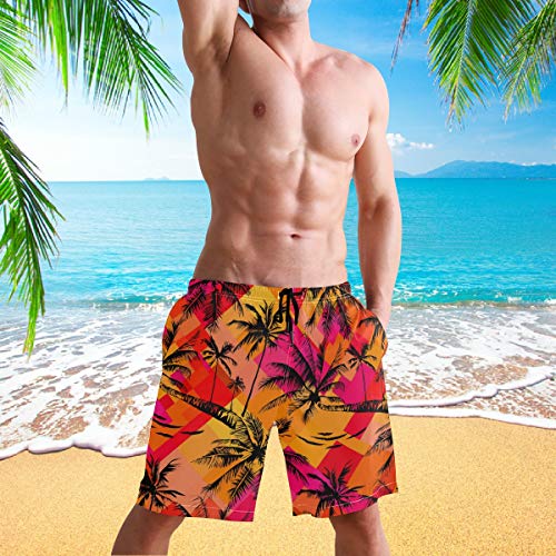visesunny Tropical Palm Tree Hot Men's Swimtrunks Quick Dry Casual Mesh Lining Beach Board Shorts4