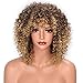 Produktbild Afro Perücke Braun Blond Kurz Lockige Perücken für Damen Hochwertiges Synthetishes Haar mit Pony 150% Dichte elastisch Natürliches Aussehen Haar Ersatz Perucken VD061D