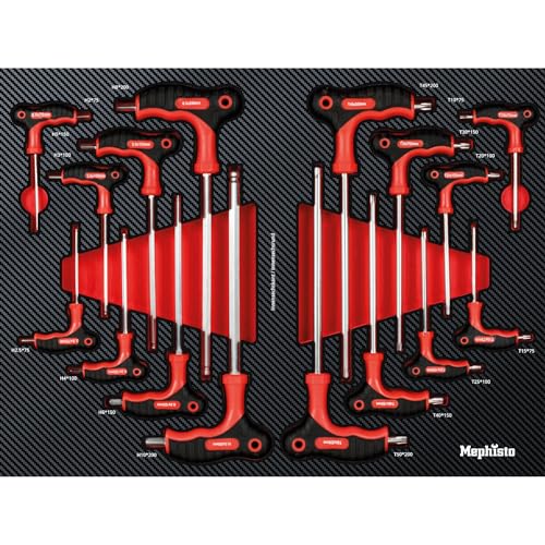 Mephisto Werkzeugeinlage Werkzeug Set Pro Line Werkstattwageneinlage Innensechskant-Stiftschlüssel-Set, Innensechskant für Fahrrad, Rollschuh, Motorrad, Innensechsrund, inkl. Soft Inlay
