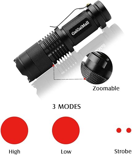 Miniatura 10 de GaiGaiMall Linterna de luz roja LED de 3 modos de alta potencia para observación de astronomía nocturna, paquete de 3
