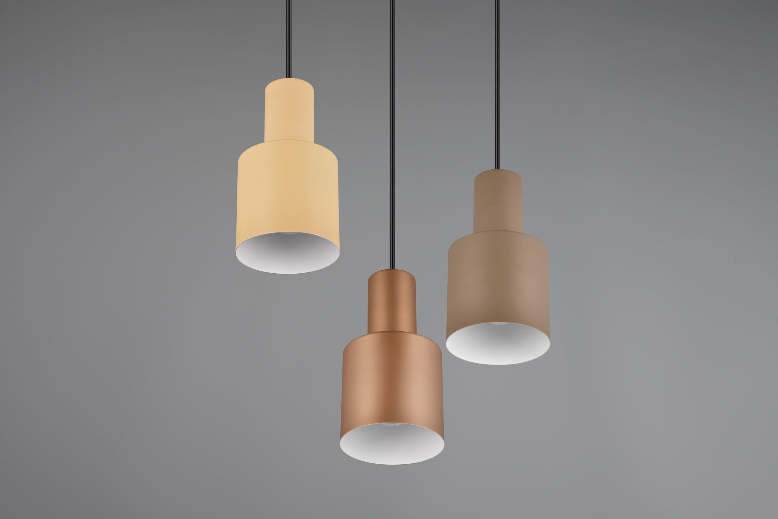 Lampadario a sospensione – Beige – Marrone – Tortora – 30 x 150 cm – 3 luci – Metallo