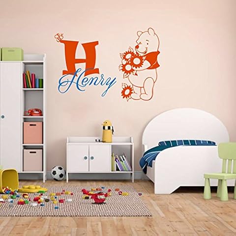 Wall Decals Baby Winnie The Pooh Тeddy-Bear Vinyl Sticker Girl Boy Custom Personalized Name Monogram Bedroom Nursery Murals Kids Décor A522 Cover
