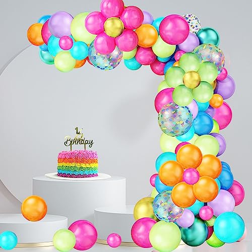 Kit de guirnalda de arco iris, 80 piezas de látex con globos de c...