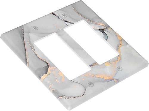 Placa de pared de mármol de 2 cuadrillas doble basculante decorativa cubierta de interruptor de luz moderna abstracta para decoración de dormitorio