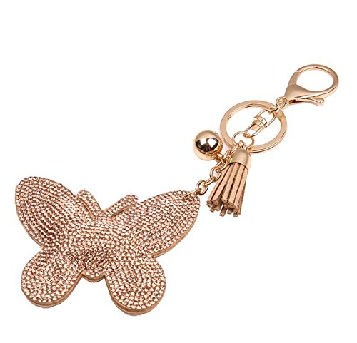 Preisvergleich Produktbild Nikgic Schmetterling Diamante Anhänger Legierung Schlüsselring Wölbung Schlüssel Organizer mit Quasten für Schmuck Zubehör, Innovative DIY, Beutel, Beutel, Brieftasche, Auto Dekoration (Golden)
