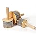 Wooden Cabasa Percussion Instrument with Metal Beaded Chain, Hand Shaker for Band Music Education, 3.5 Inch (4.5inch)