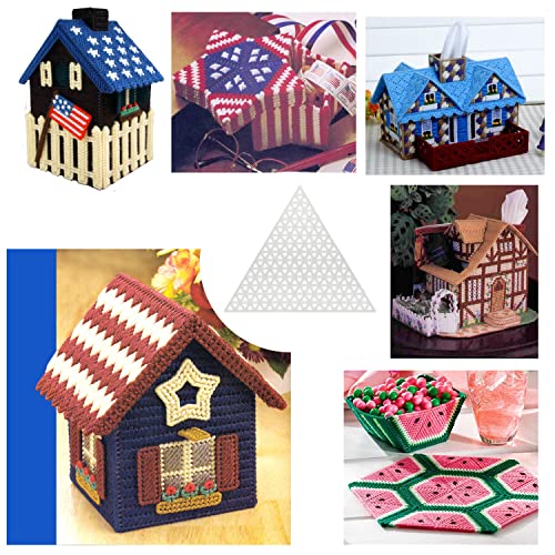 Image of Mesh Plastic Canvas LUORNG 12pcs 7.5cm Transparent White Triangle Canvas Cross Stitch Needle Craft Sewing Supplies