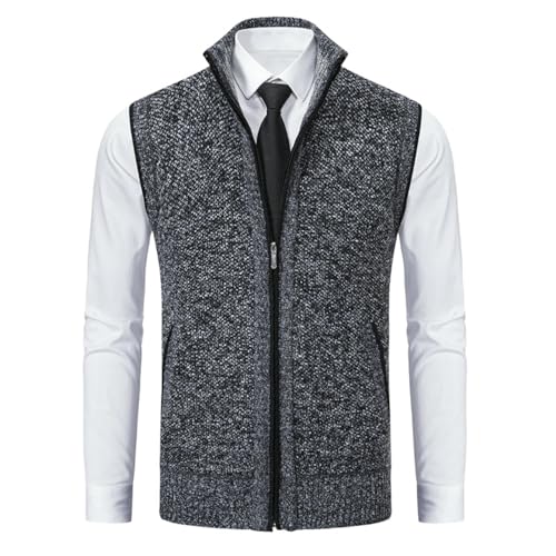 Chaleco de punto grueso para hombre sin mangas y cuello alto casual