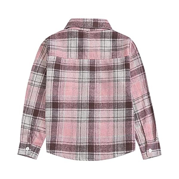 SANGTREE-Girls-Womens-Button-Down-Plaid-Cotton-Tops-Shirt-3-Months-US-2XL SANGTREE Family Matching Flannel Shirts Girls Flannel Shirts Long Sleeve Button Down Plaid Shirts Pink, 7-8 Years = Tag 140