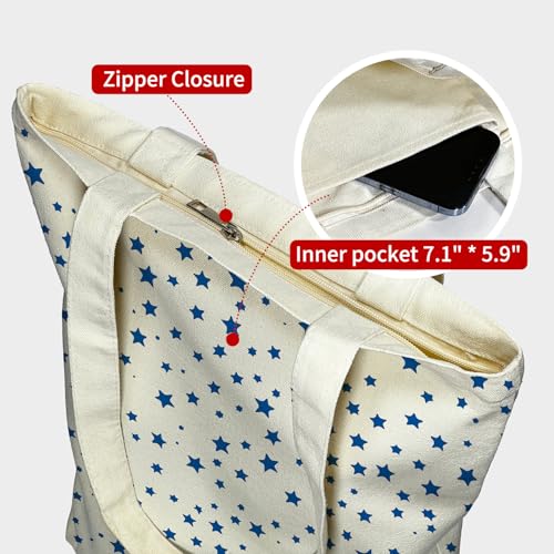 Bolso Tote de Lona para Mujer con Cremallera y Bolsillo miniatura 5