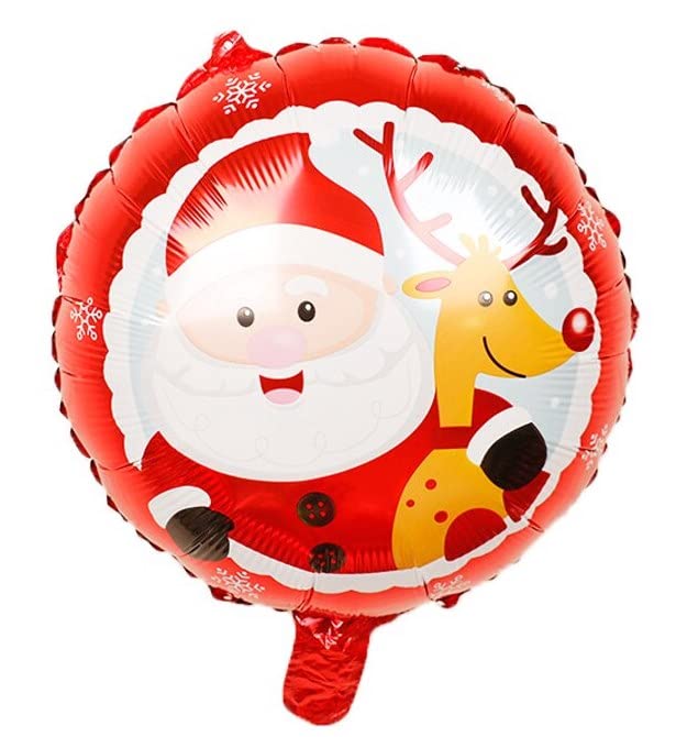 Santa Round Christmas Foil Balloon, 45cm (2 pack), Red