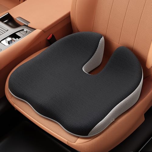 Benazcap Car Seat Cushion - Memory Foam Car Seat Pad - Sciatica & Lower Back Pain Relief - Car Seat Cushions for Driving - Road Trip Essentials for Drivers