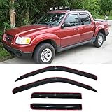 Puermto Side Window Visor Vent Wind Deflector fit for 1991-2001 Ford Explorer 4-Door& 2001-2005 Ford Explorer Sport Trac&1997-2001 Mercury Mountaineer, 4pcs in-Channel Sun Rain Guards Set 94074