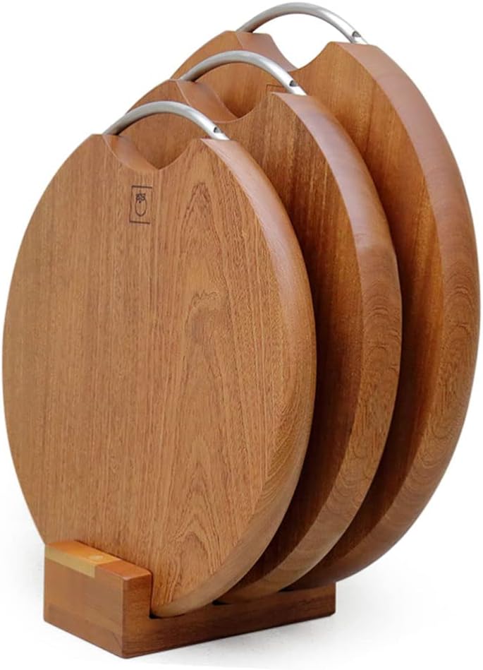 Premium Chopping Board Double-Sided Round Thickened Cutting Board for Kitchen with Handles for Meat Fish Vegetable Cheese Cutting Board for Carving Meat Or Vegetables,3 Pack
