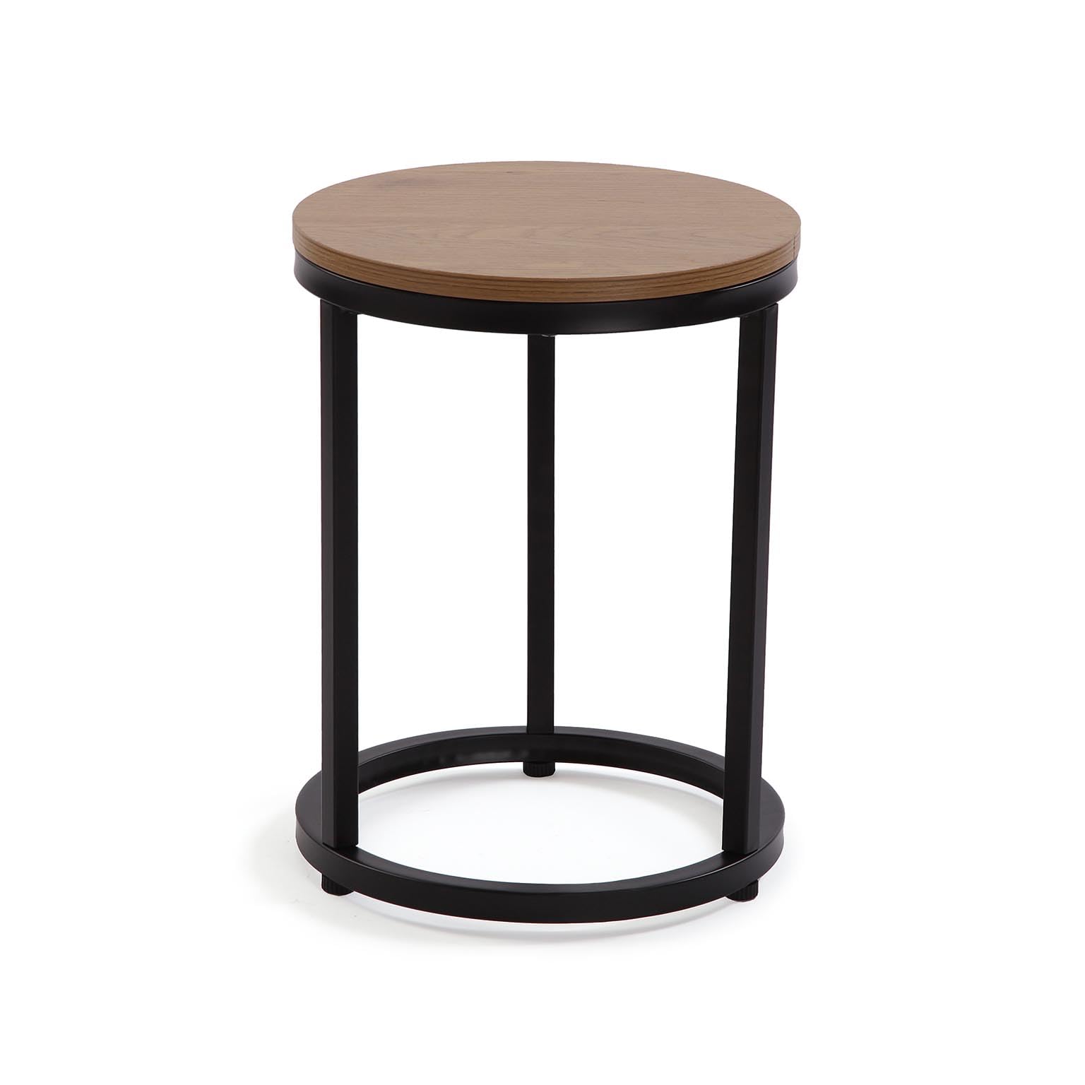 Versa Megan Mesa Nido Auxiliar para el Salón, la Habitación o la Cocina. Moderna Mesilla Baja, Set de 2, Medidas (Al x L x An) 48 x 45 x 45 cm, Madera y Metal, Color Marrón y Negro