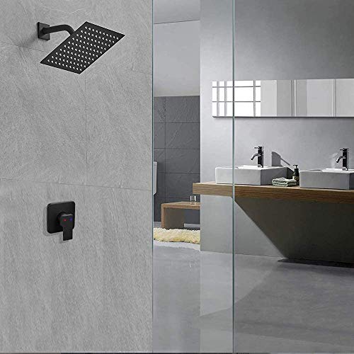 Voolan Rain Shower Head, High Pressure Shower Head Made Of 304 Stainless Steel, Relaxed Shower Experience Even At Low Water Flow & Pressure (10" Black) #TOP5