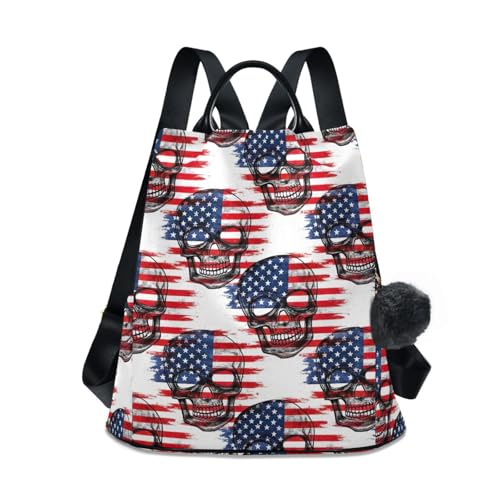 Sac à dos squelette drapeau américain en polyester voyage